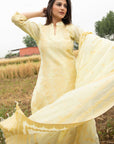 Cotton Silk Zari Woven Lemon Dress Material with Dupatta