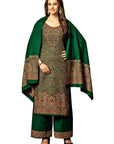 ACRO WOOL GREEN DRESS MATERIAL WITH STOLE