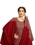 ACRO WOOL MAROON DRESS MATERIAL WITH STOLE
