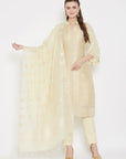 ORGANIC COTTON WOVEN LEMON DRESS MATERIAL WITH DUPATTA