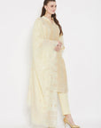 ORGANIC COTTON WOVEN LEMON DRESS MATERIAL WITH DUPATTA