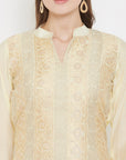 ORGANIC COTTON WOVEN LEMON DRESS MATERIAL WITH DUPATTA