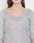 ORGANIC COTTON WOVEN SEA GREEN DRESS MATERIAL WITH DUPATTA