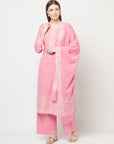 Safaa Women Cotton Woven Chikankari with Zari Design Unstitched Dress Material With Dupatta