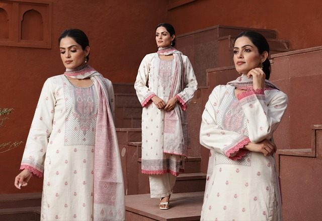 Woman wearing premium cotton suit