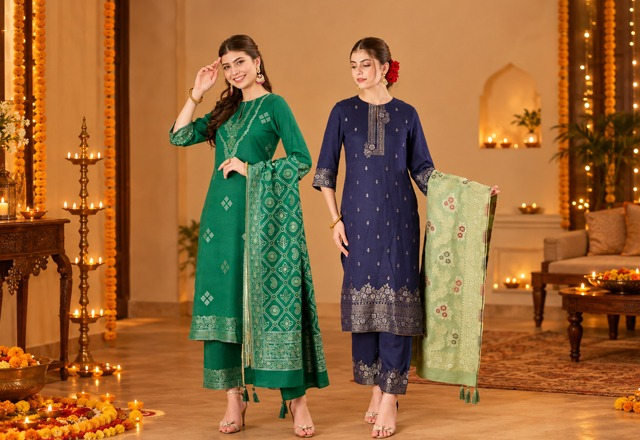Affordable ethnic suits for women to wear for Diwali puja at home