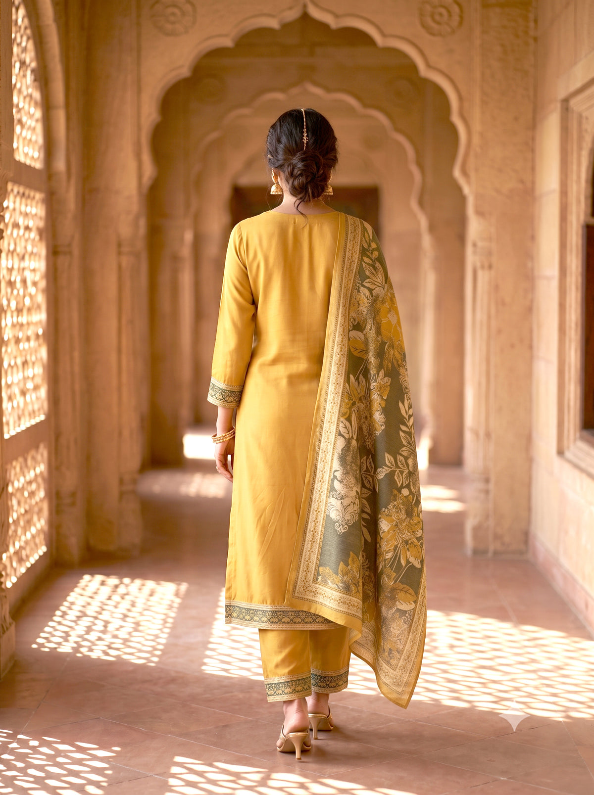 HOLDIT Arshiya 02 Women's Unstitched Viscose Suit Dress Material – Mustard – view 2