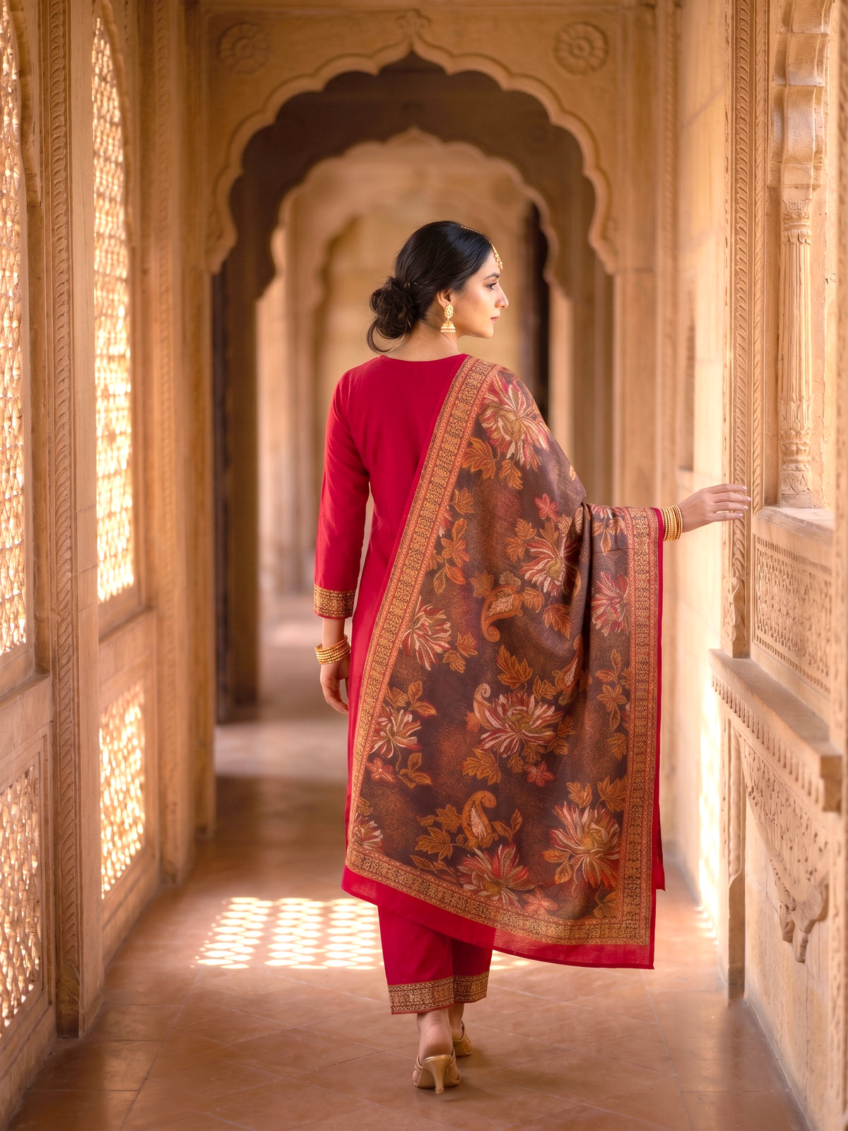 HOLDIT Arshiya 06 Women's Unstitched Viscose Suit Dress Material – Gajri Pink – view 2