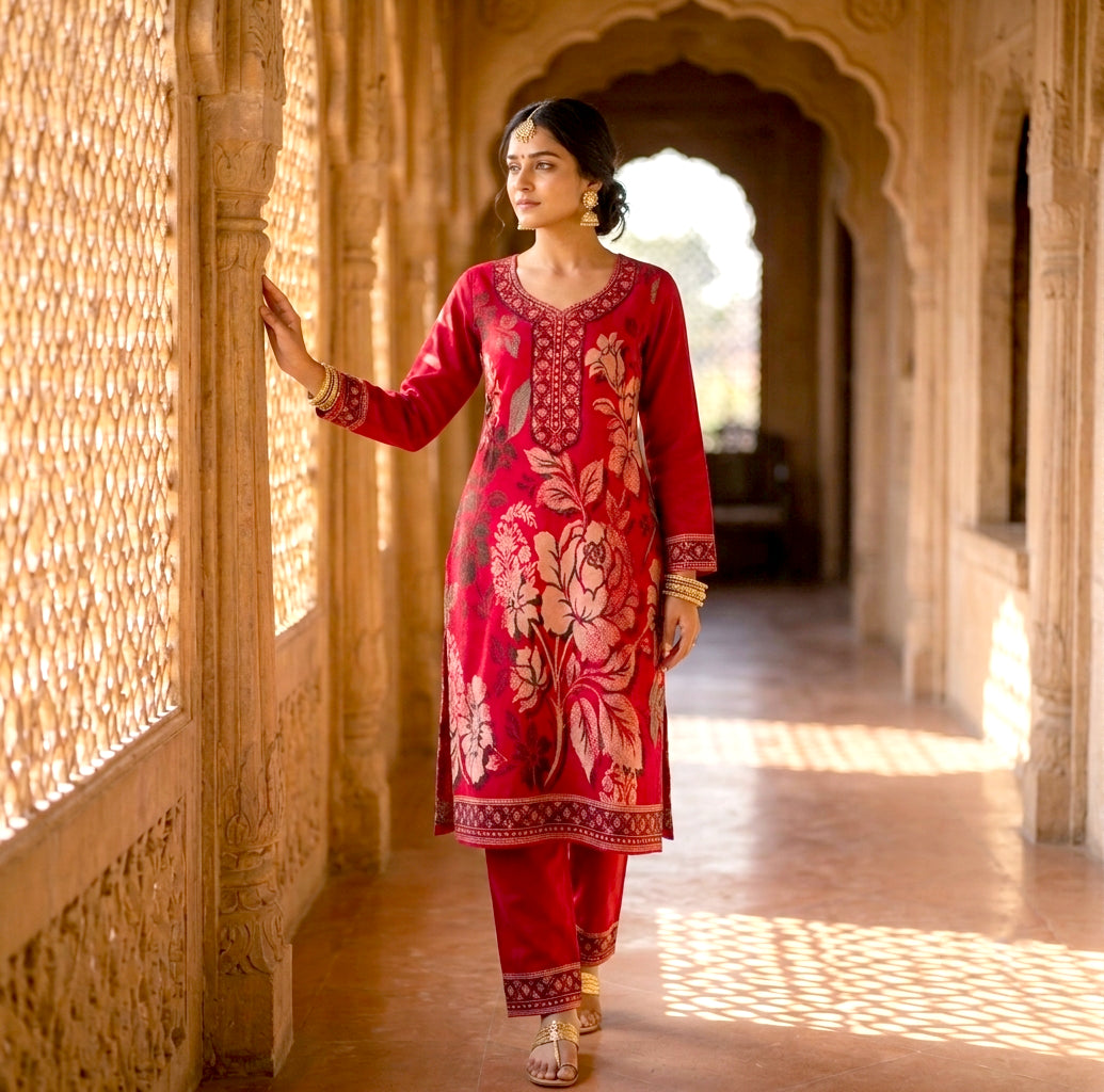 HOLDIT Arshiya 03 Women's Unstitched Viscose Suit Dress Material – Maroon – front
