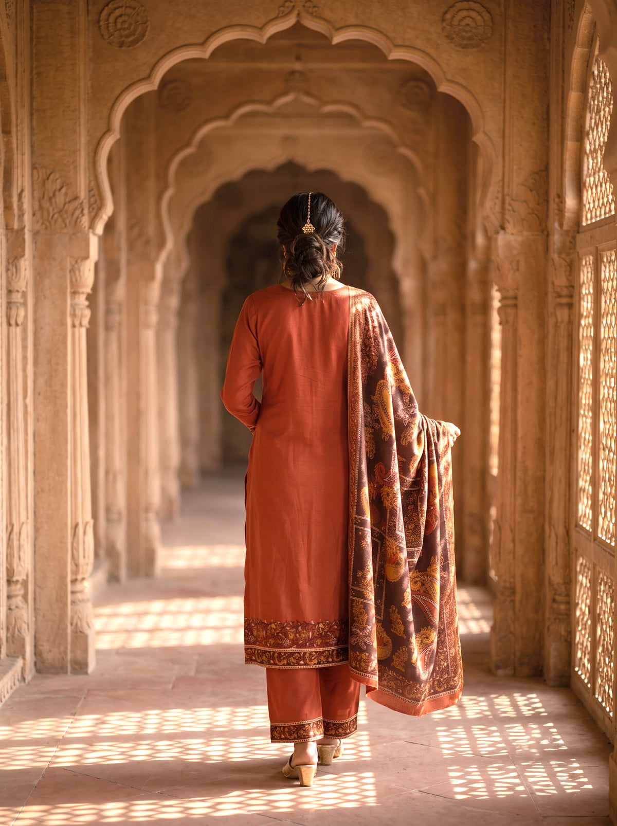 HOLDIT Arshiya 07 Women's Unstitched Viscose Suit Dress Material – Rust – view 2
