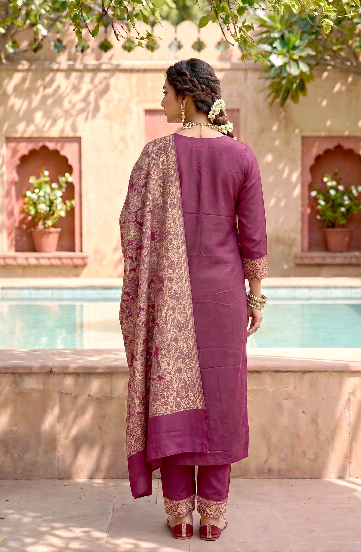 HOLDIT Alisha 01 Women's Unstitched Viscose Suit Dress Material – Purple – view 2