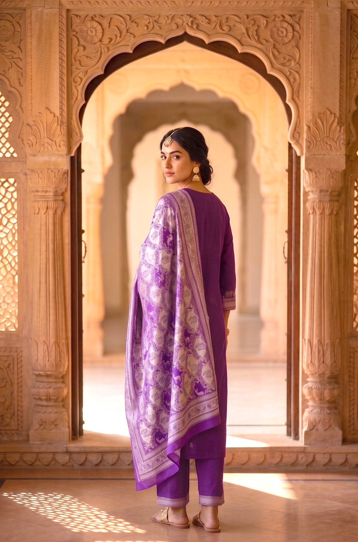 HOLDIT Ameen 01 Women's Unstitched Viscose Suit Dress Material – Purple – view 2