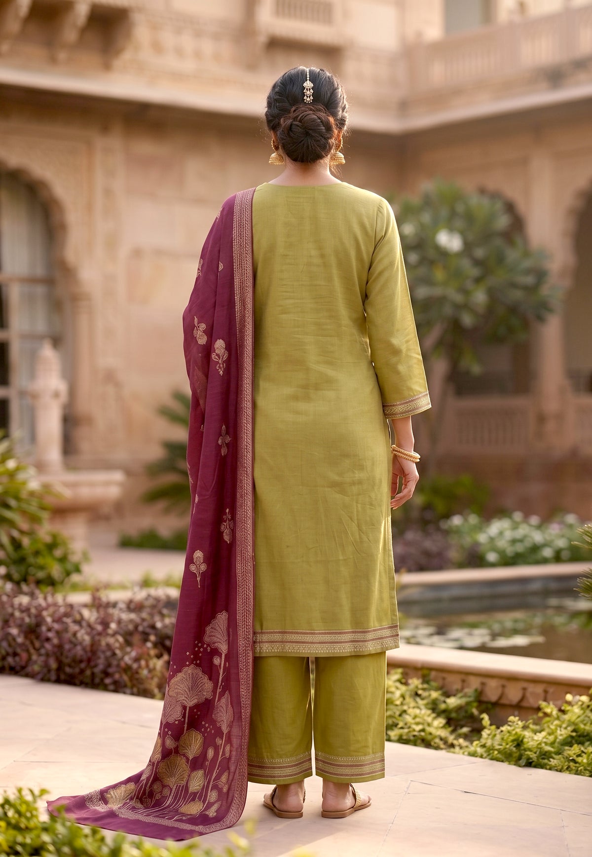 HOLDIT Arzoo 02 Women's Unstitched Viscose Suit Dress Material – Mehndi Green – view 2