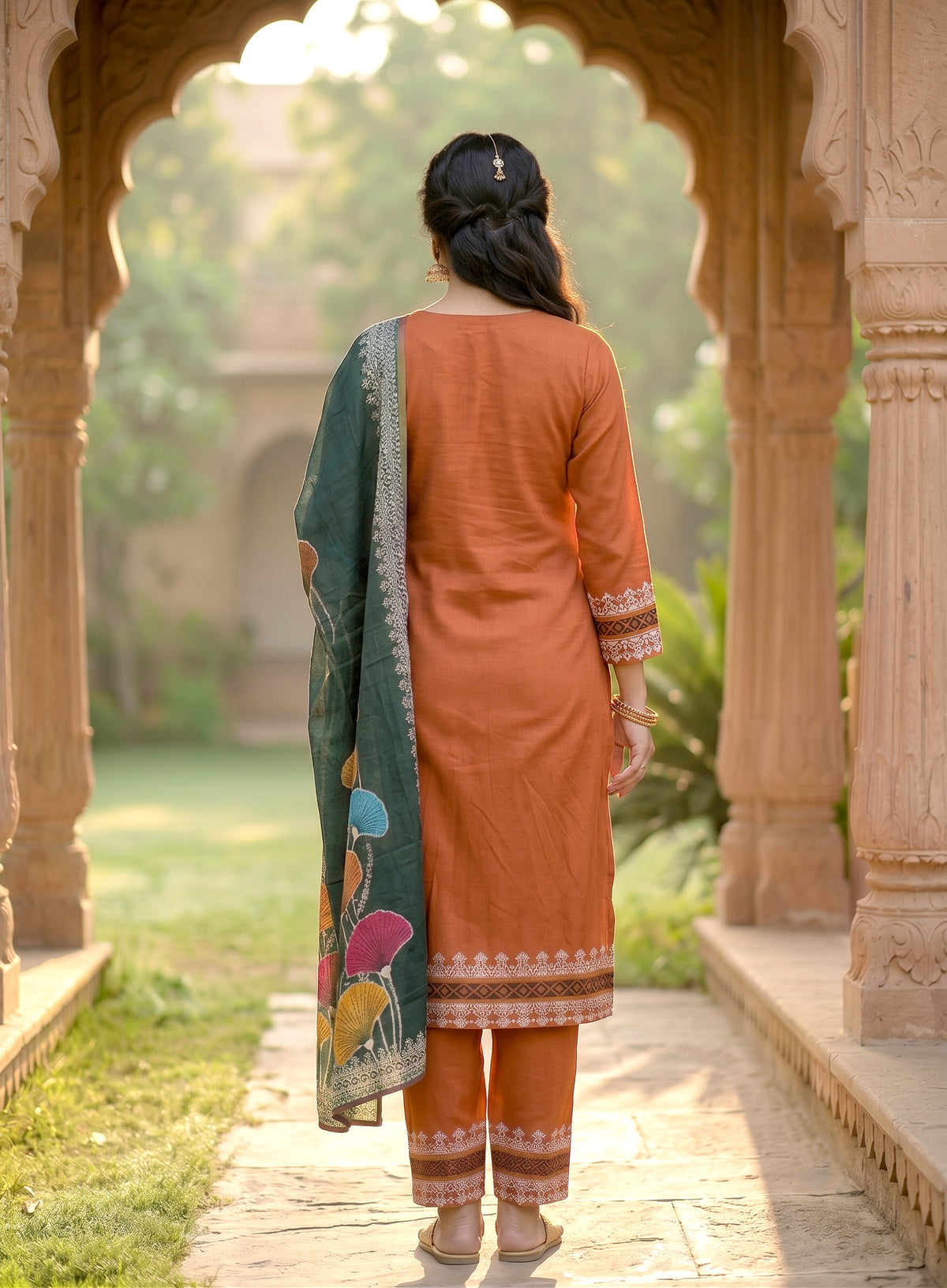 HOLDIT Arzoo 03 Women's Unstitched Viscose Suit Dress Material – Rust – view 2