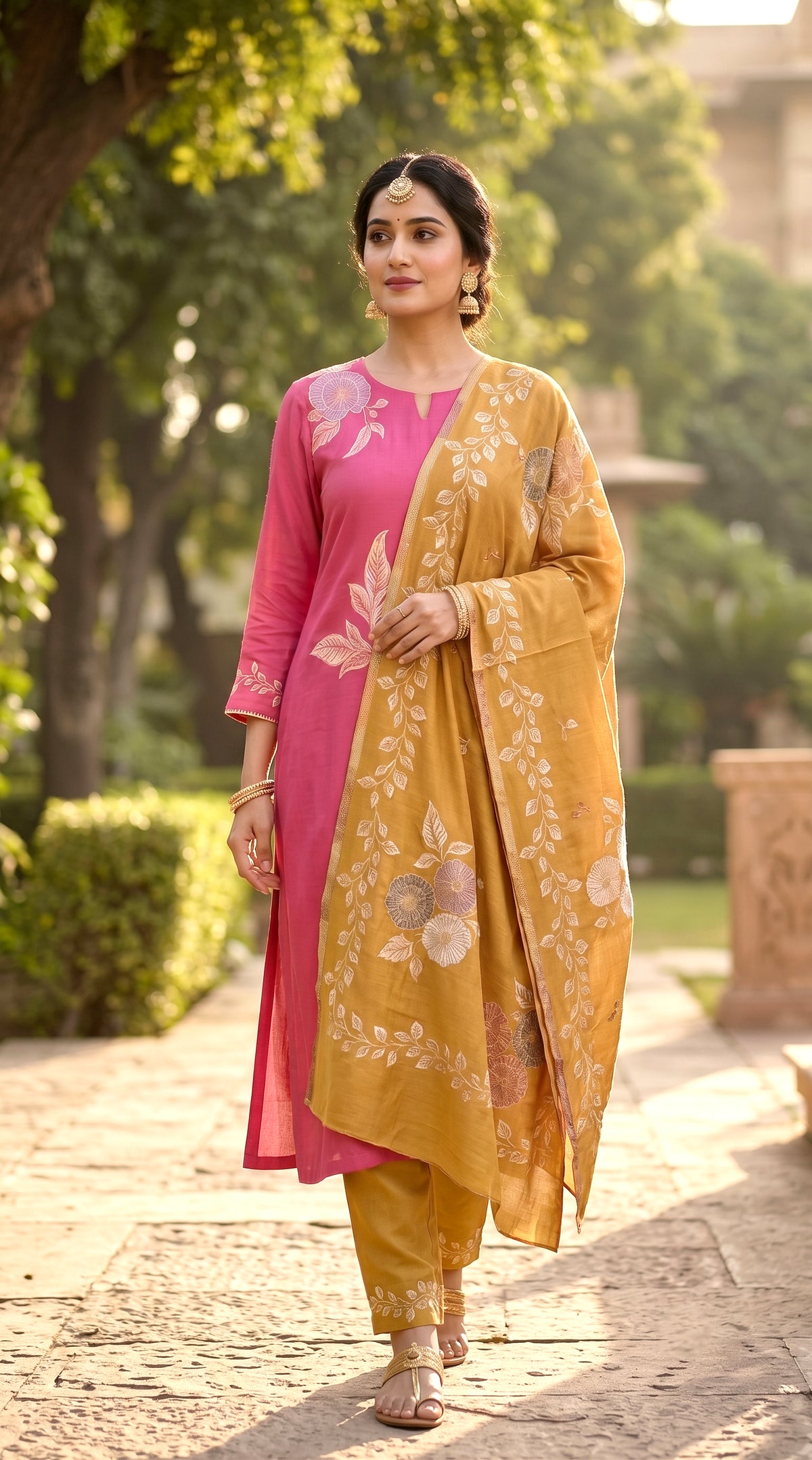 HOLDIT Arzoo 04 Women's Unstitched Viscose Suit Dress Material – Gajri Pink – front