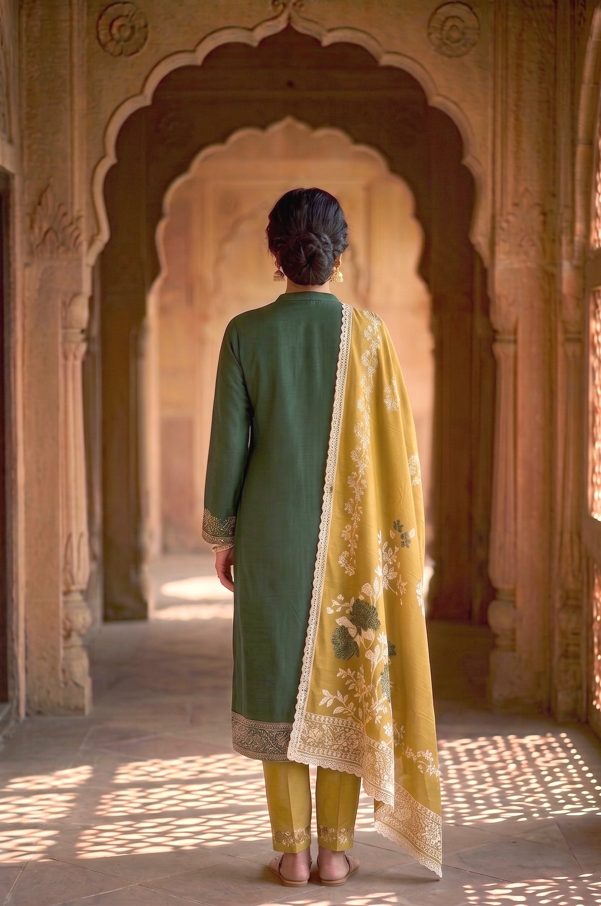 HOLDIT Habiba 02 Women's Unstitched Viscose Suit Dress Material – Bottle Green – view 2