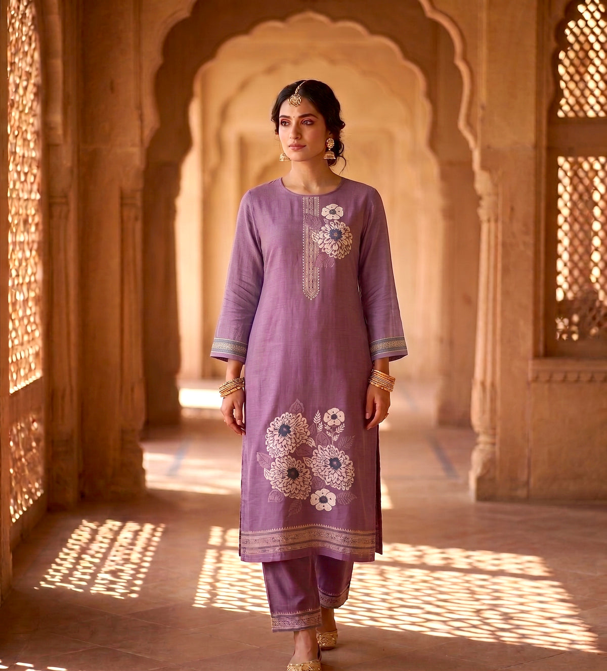 HOLDIT Habiba 01 Women's Unstitched Viscose Suit Dress Material – Lavender – front