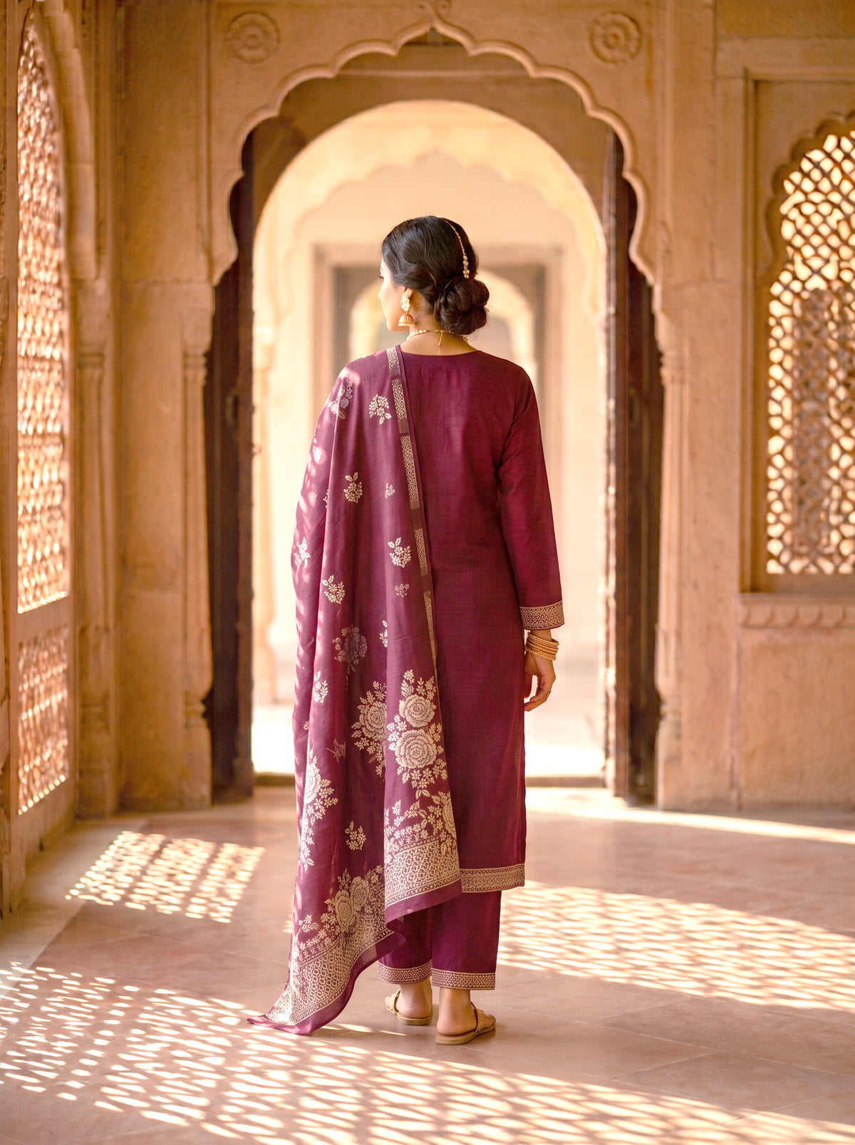 HOLDIT Imaan 02 Women's Unstitched Viscose Suit Dress Material – Wine – view 2