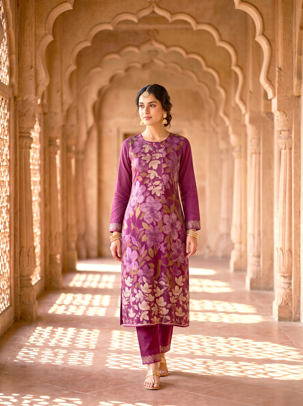 HOLDIT Imaan 01 Women's Unstitched Viscose Suit Dress Material – Purple – front