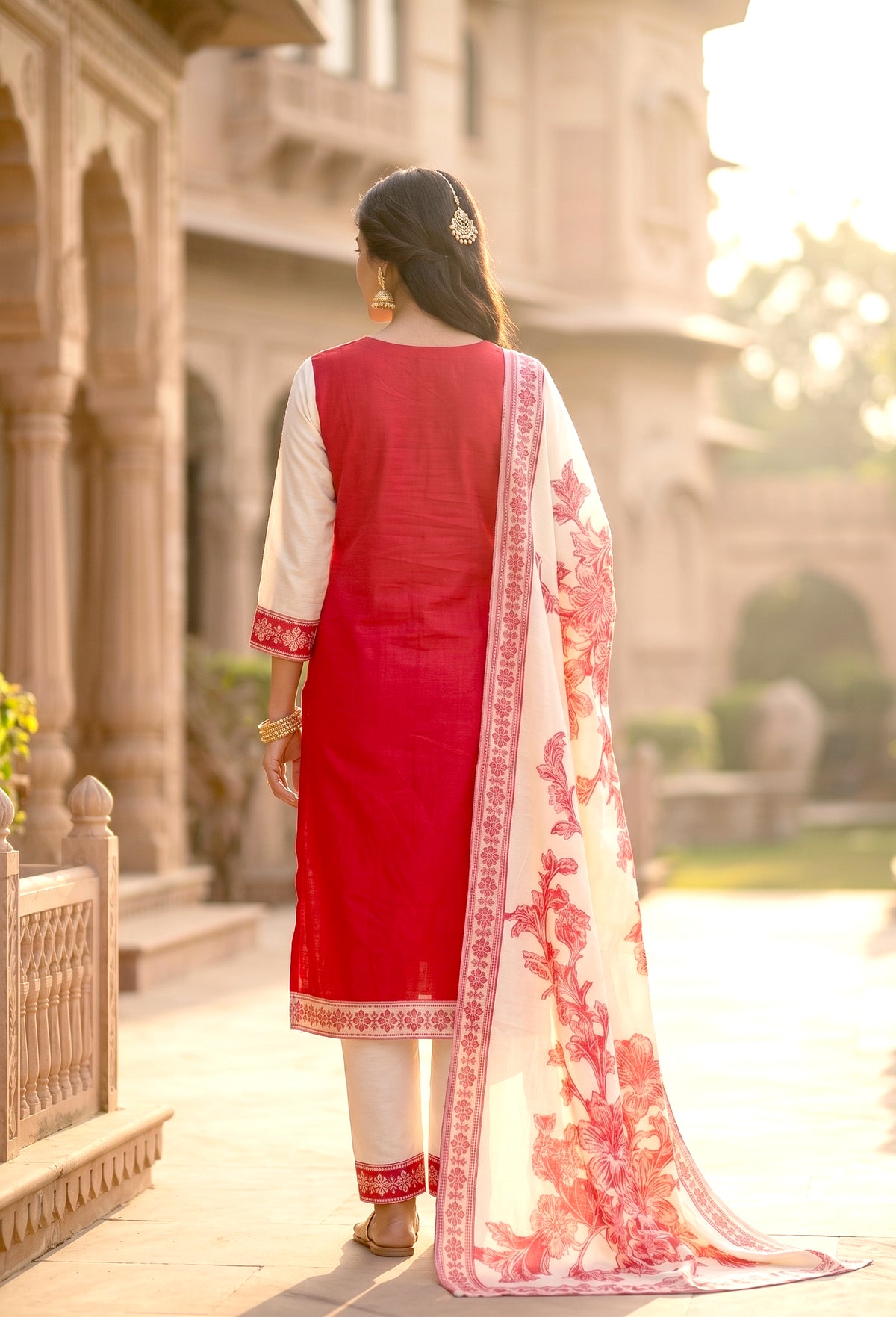 HOLDIT Khushboo 01 Women's Unstitched Viscose Suit Dress Material – Red – view 2