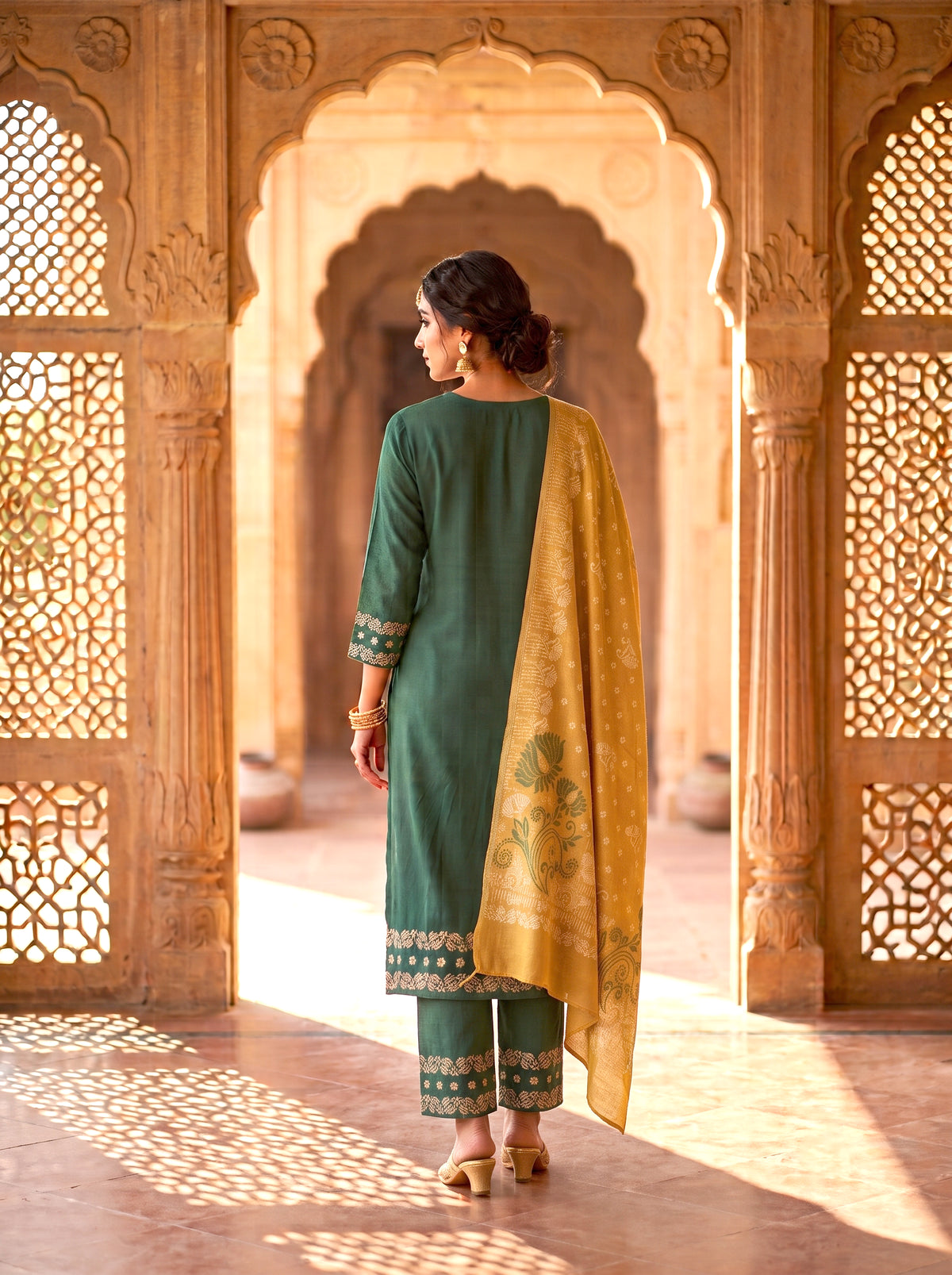 HOLDIT Kusum 03 Women's Unstitched Viscose Suit Dress Material – Bottle Green – view 2