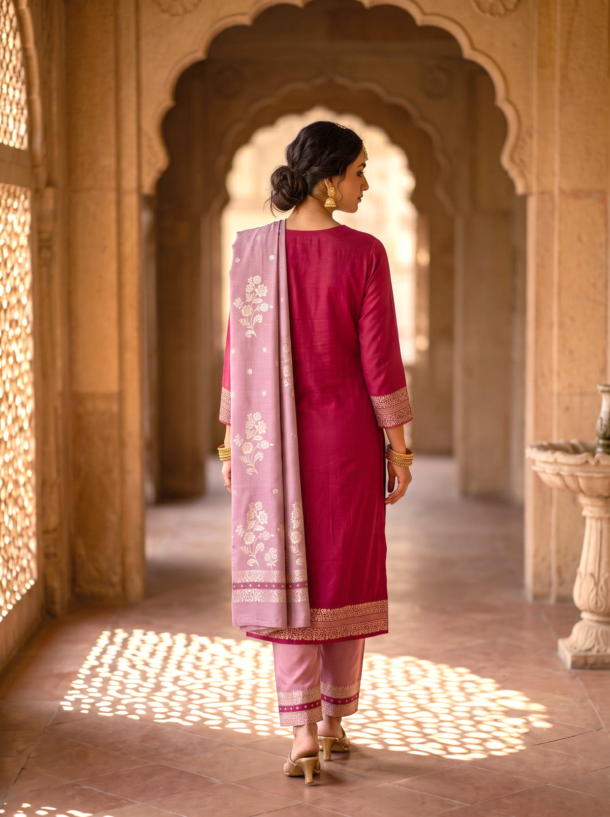 HOLDIT Kusum 02 Women's Unstitched Viscose Suit Dress Material – Maroon – view 2