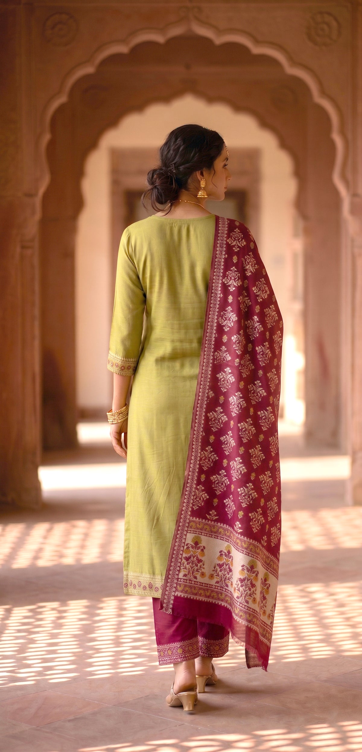 HOLDIT Liyana 02 Women's Unstitched Viscose Suit Dress Material – Mehndi Green – view 2