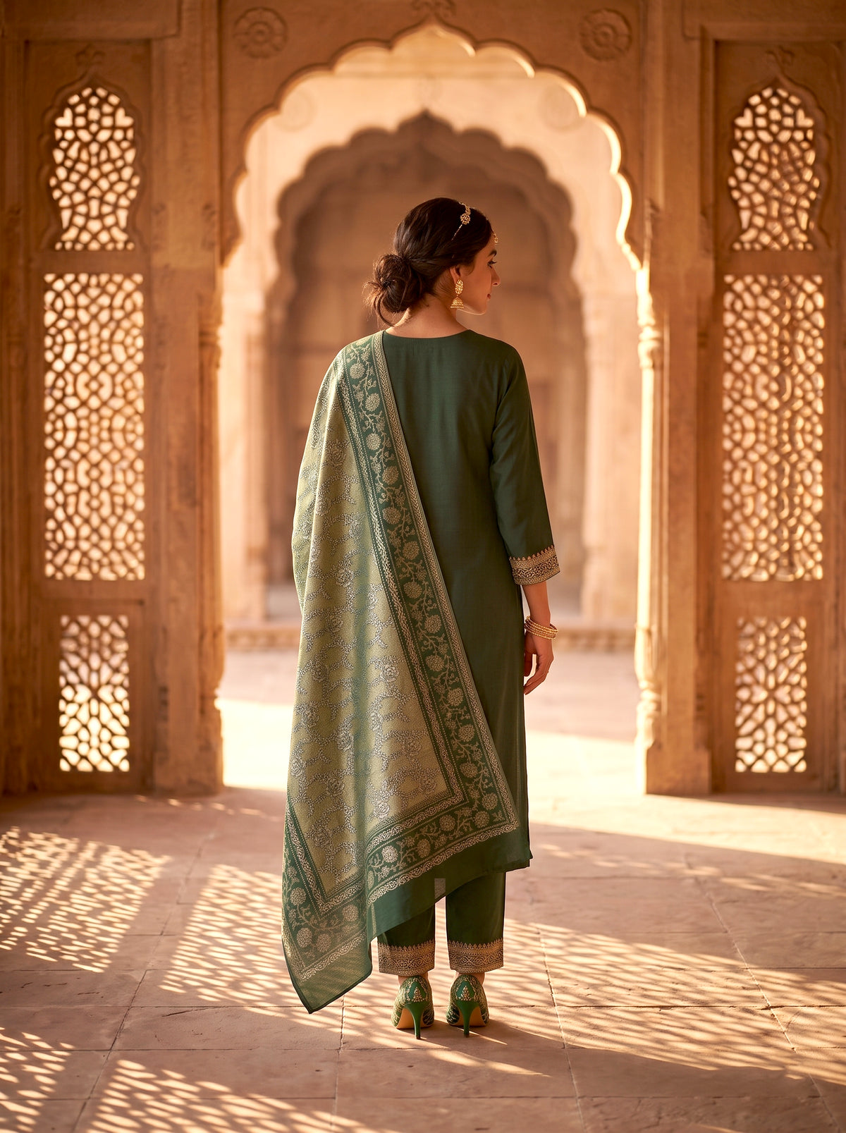 HOLDIT Liyana 01 Women's Unstitched Viscose Suit Dress Material – Bottle Green – view 2