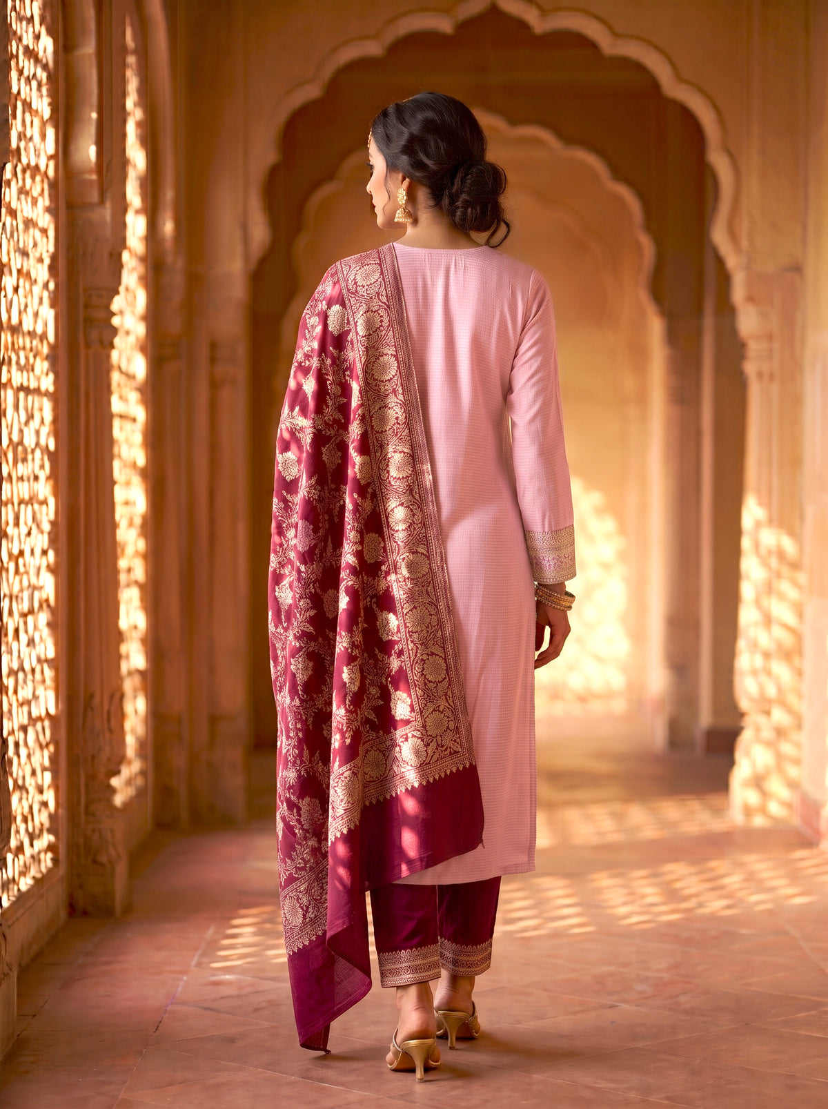 HOLDIT Mirha 01 Women's Unstitched Viscose Suit Dress Material – Onion Pink – view 2
