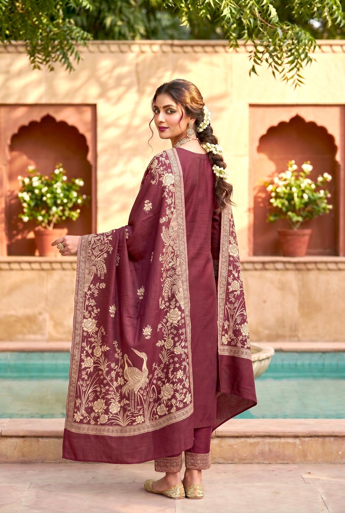 HOLDIT Nasreen 35 Women's Unstitched Viscose Suit Dress Material – Maroon – view 2