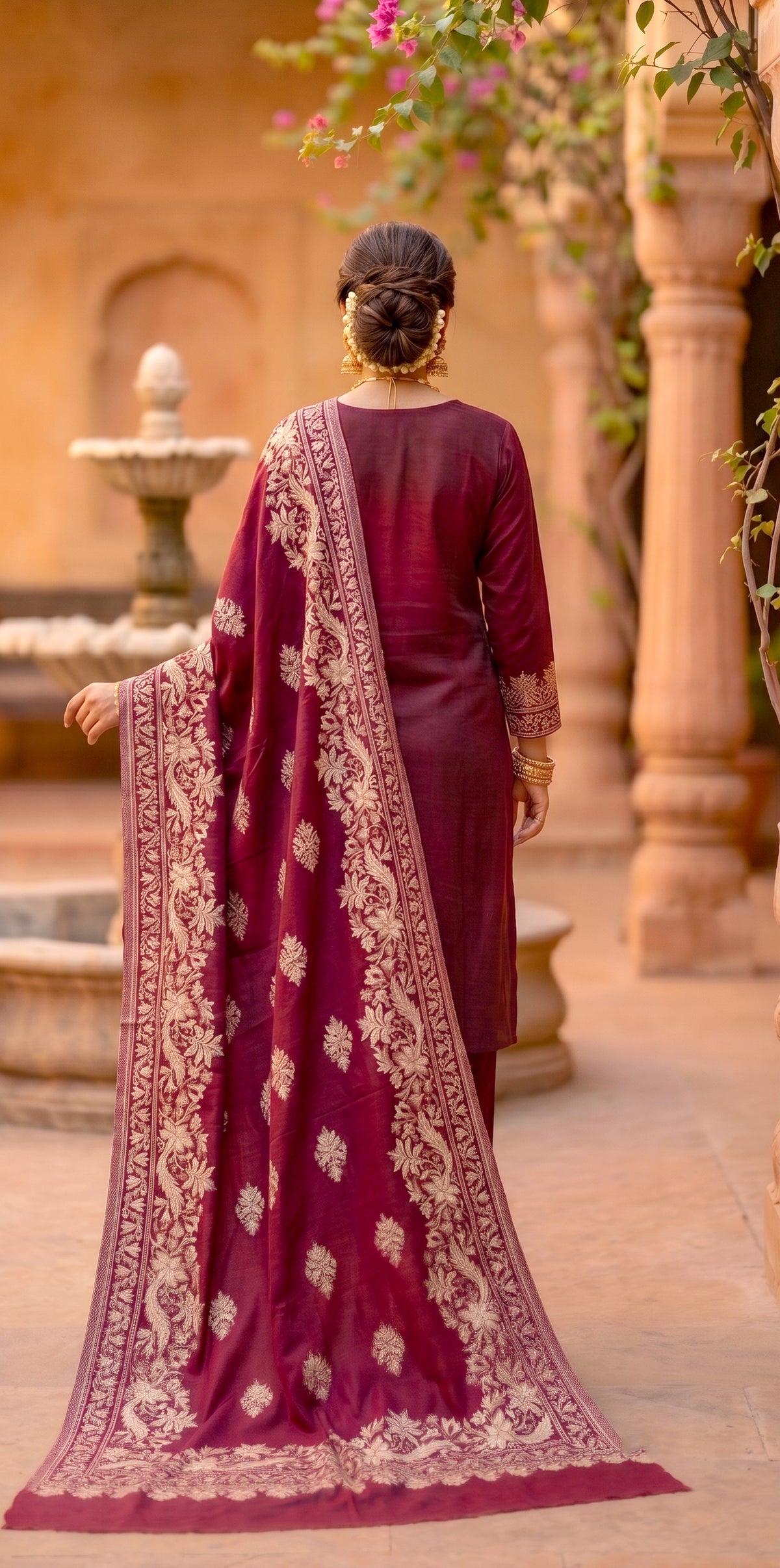 HOLDIT Nasreen 36 Women's Unstitched Viscose Suit Dress Material – Maroon – view 2