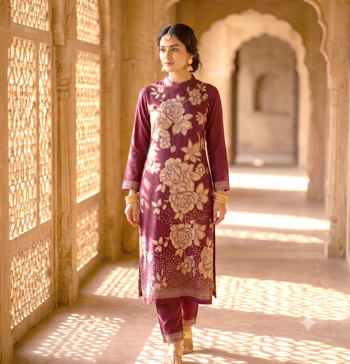 HOLDIT Nasreen 34 Women's Unstitched Viscose Suit Dress Material – Onion Pink – front