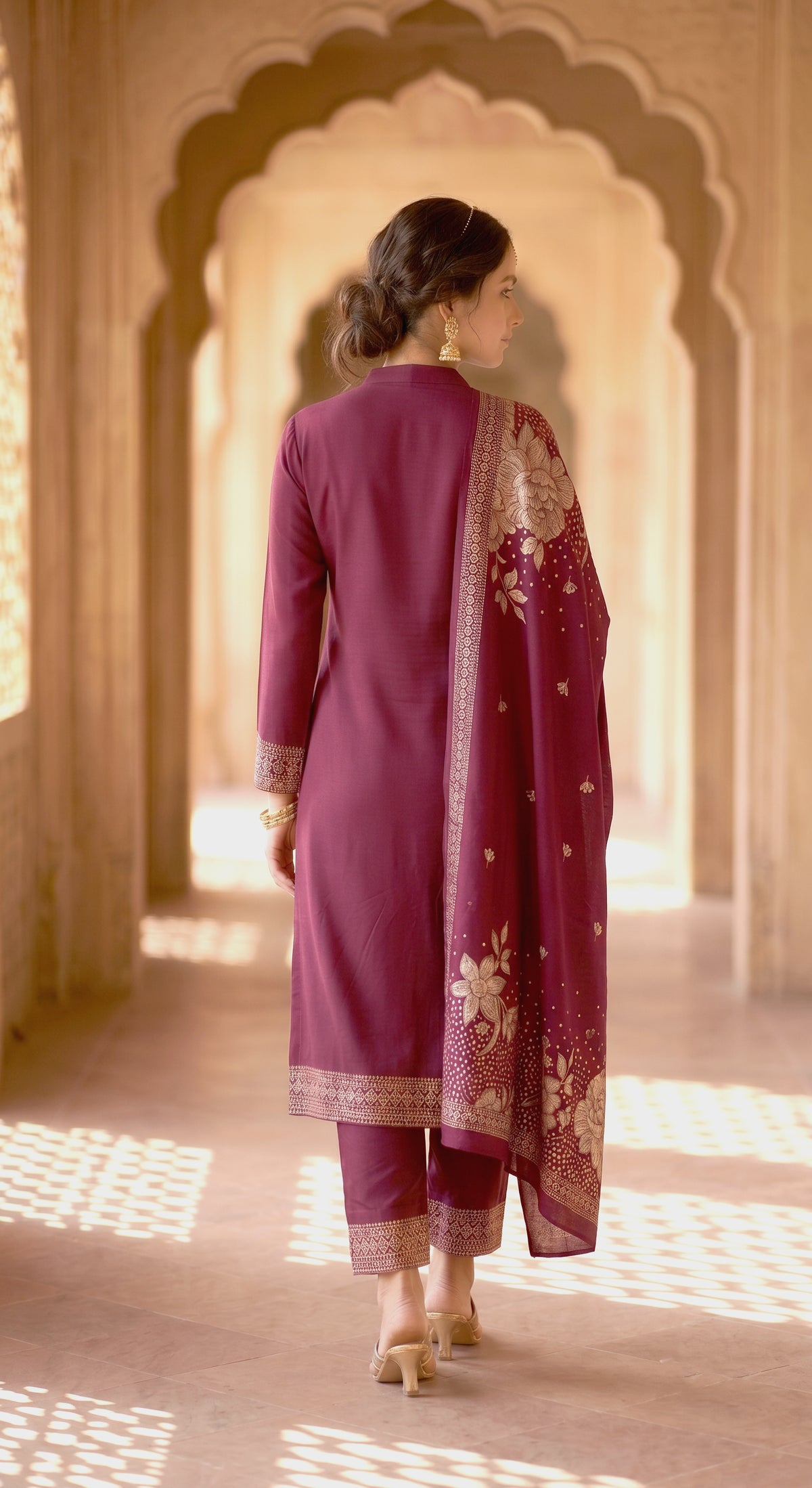 HOLDIT Nasreen 34 Women's Unstitched Viscose Suit Dress Material – Onion Pink – view 2