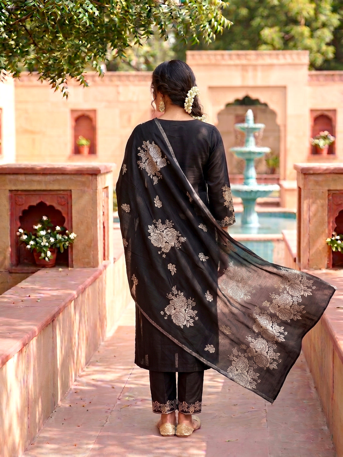 HOLDIT Nasreen 33 Women's Unstitched Viscose Suit Dress Material – Black – view 2