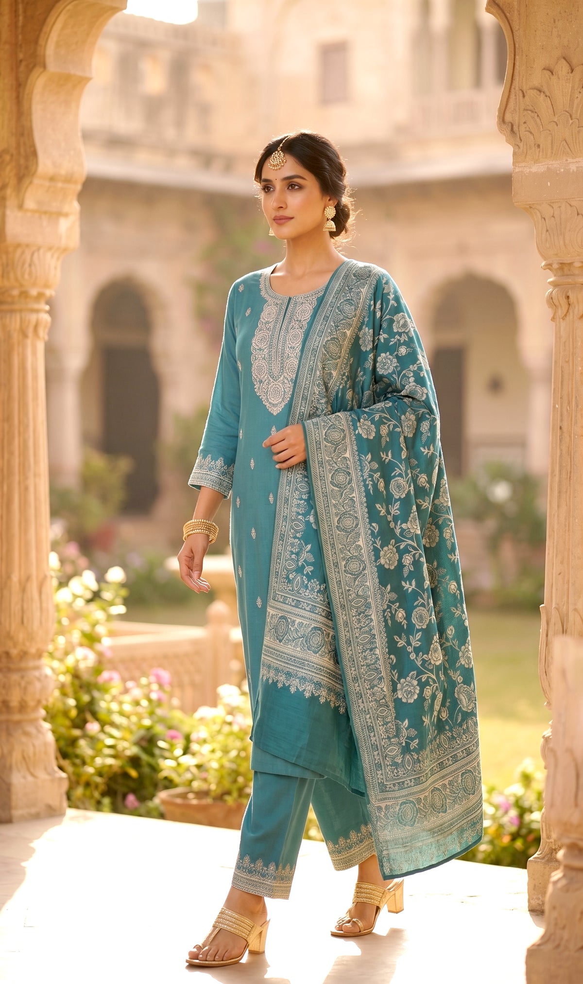 HOLDIT Nasreen 37 Women's Unstitched Viscose Suit Dress Material – Green – front