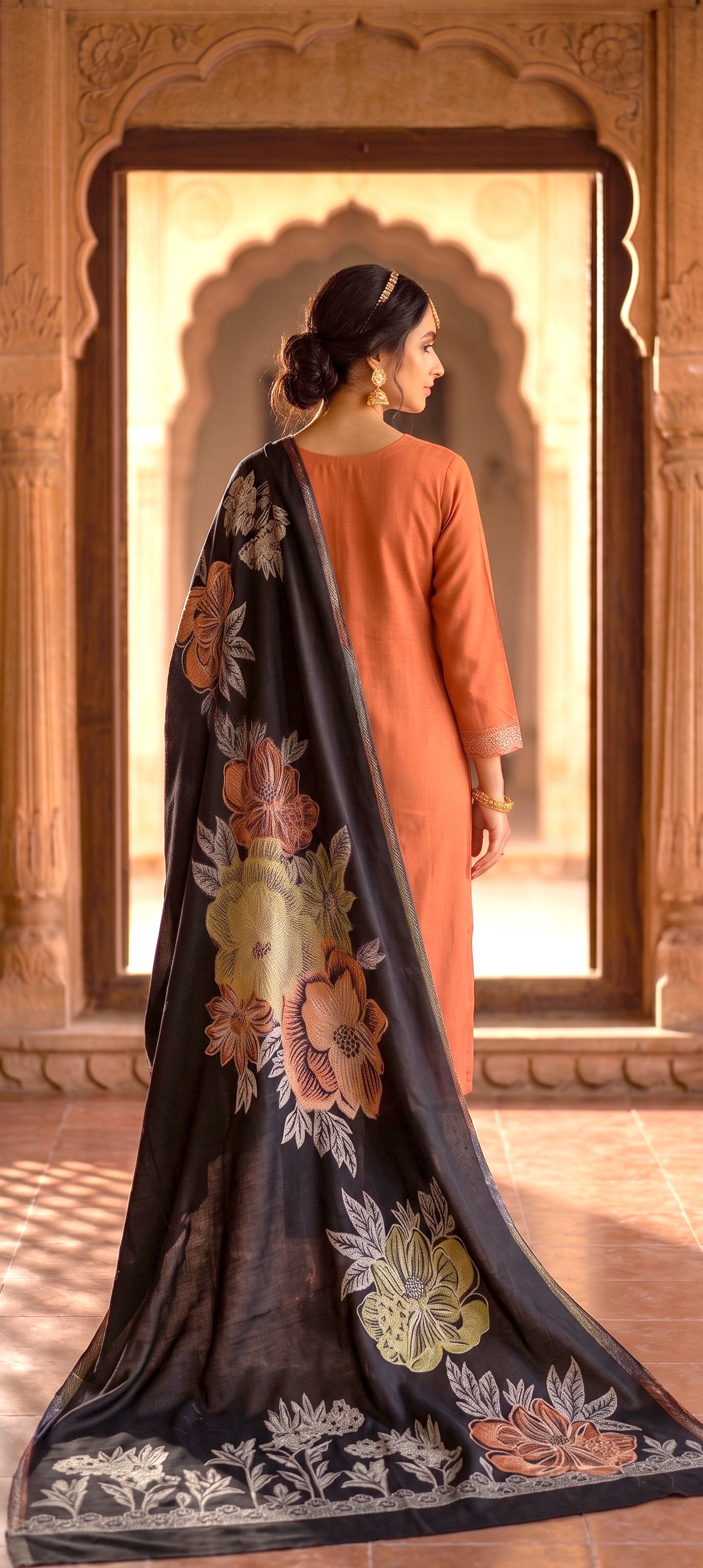 HOLDIT Rehmat 04 Women's Unstitched Viscose Suit Dress Material – Rust – view 2