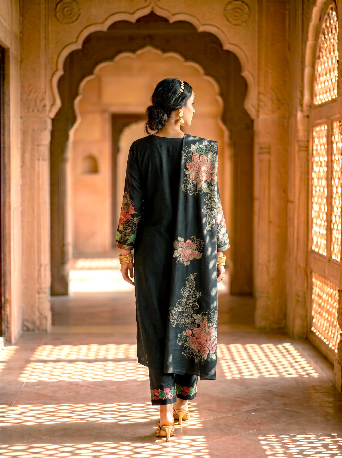 HOLDIT Rehmat 03 Women's Unstitched Viscose Suit Dress Material – Black – view 2