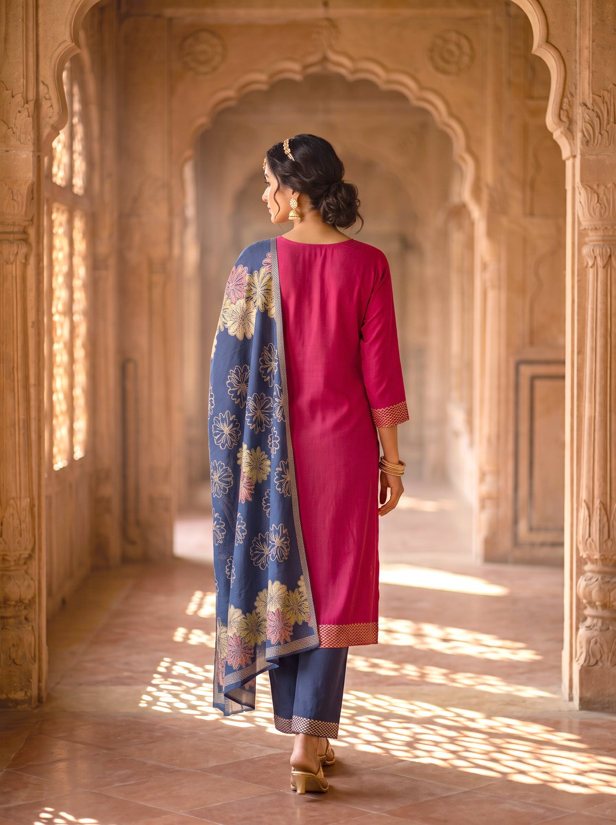 HOLDIT Rehmat 02 Women's Unstitched Viscose Suit Dress Material – Rose Pink – view 2