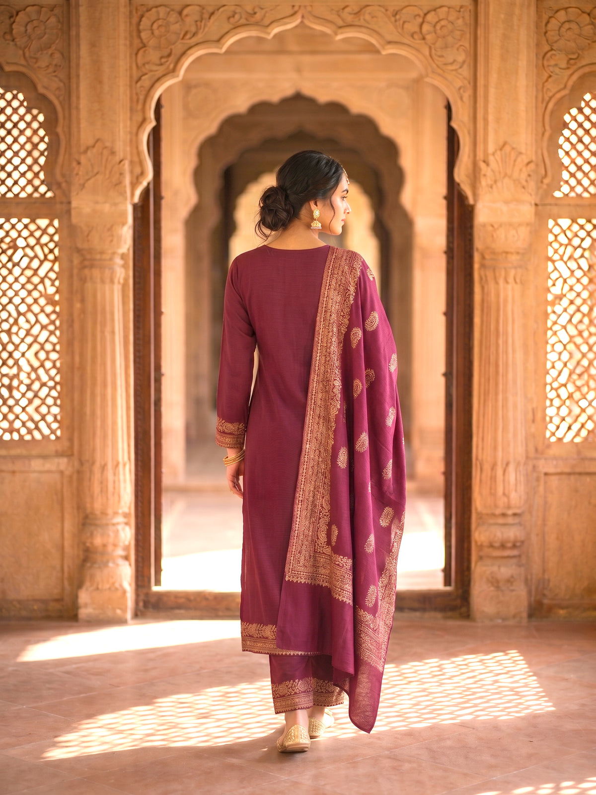 HOLDIT Rishman 01 Women's Unstitched Viscose Suit Dress Material – Maroon – view 2