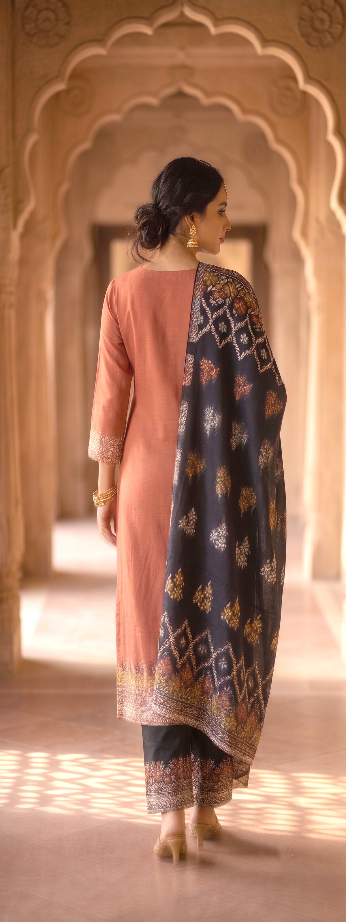 SAFAA Salima 07 Women's Unstitched Woolen Suit Dress Material – Rust – view 2