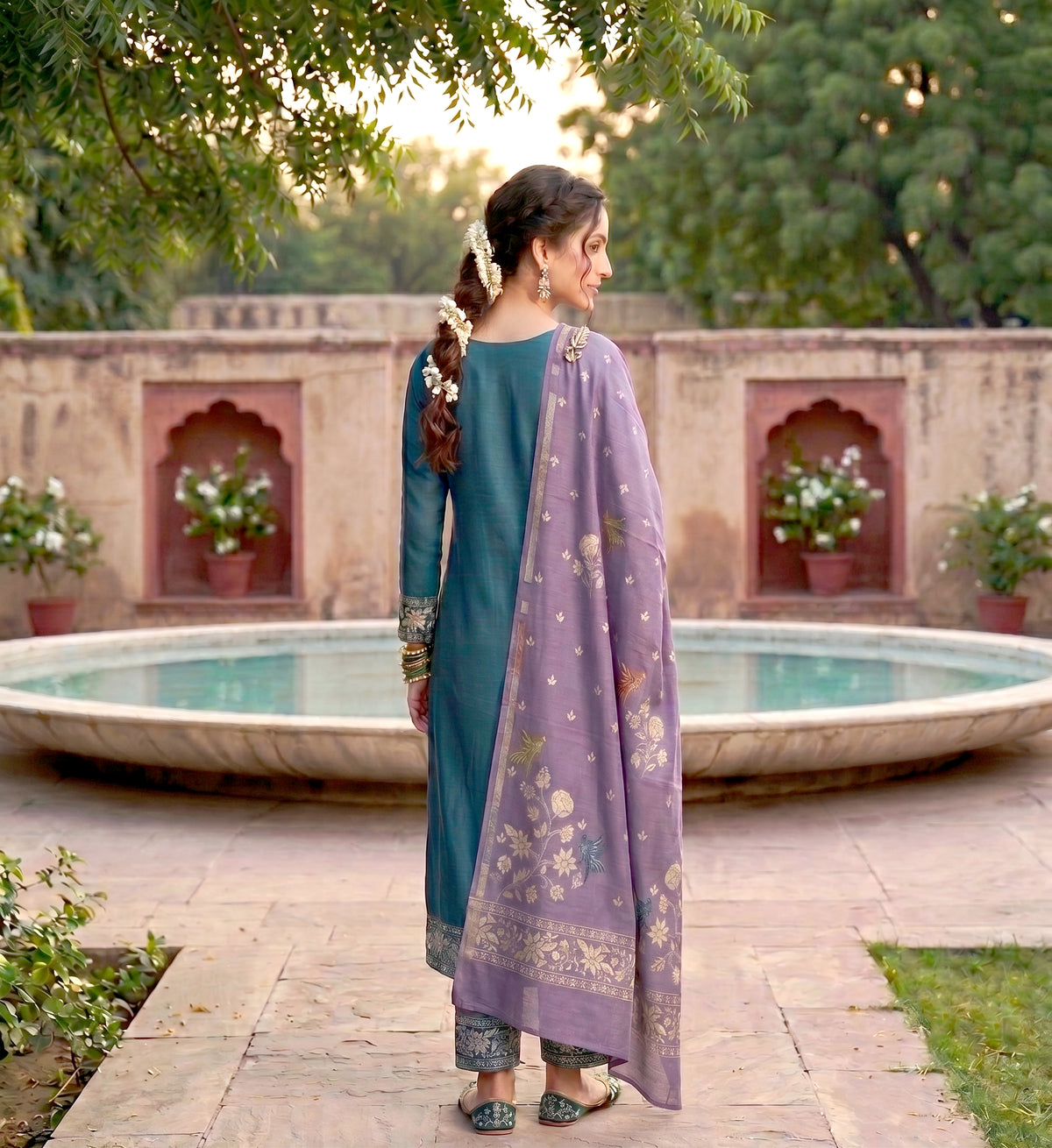 SAFAA Salima 06 Women's Unstitched Woolen Suit Dress Material – Teal – view 2