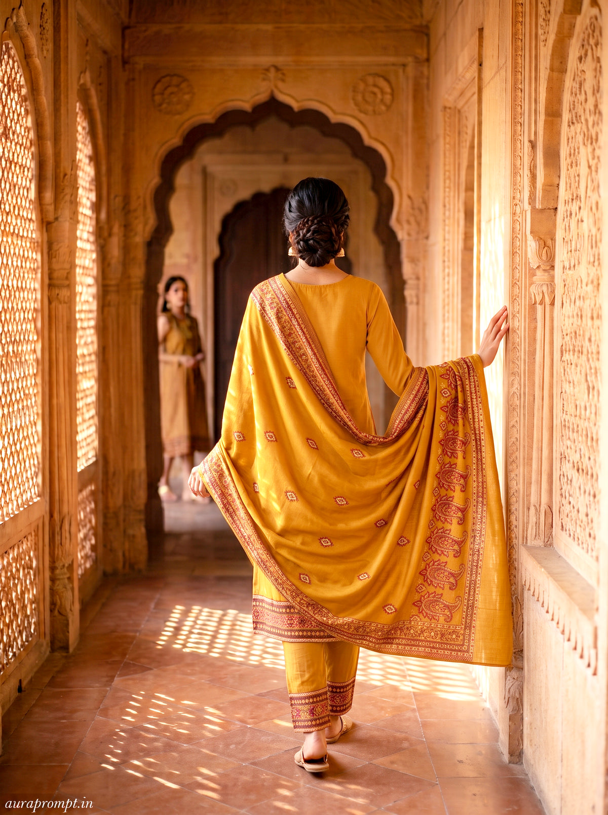 SAFAA Sehar 03 Women's Unstitched Woolen Suit Dress Material – Mustard – view 2