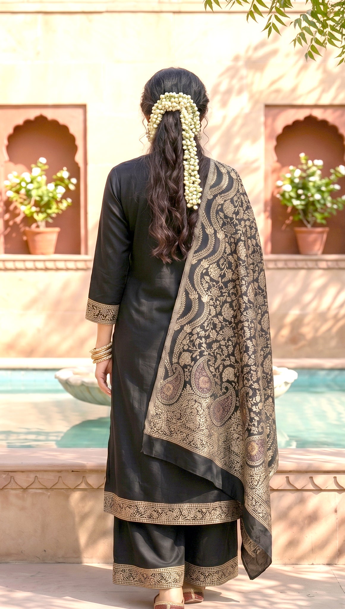 SAFAA Zoya 01 Women's Unstitched Woolen Suit Dress Material – Black – view 2