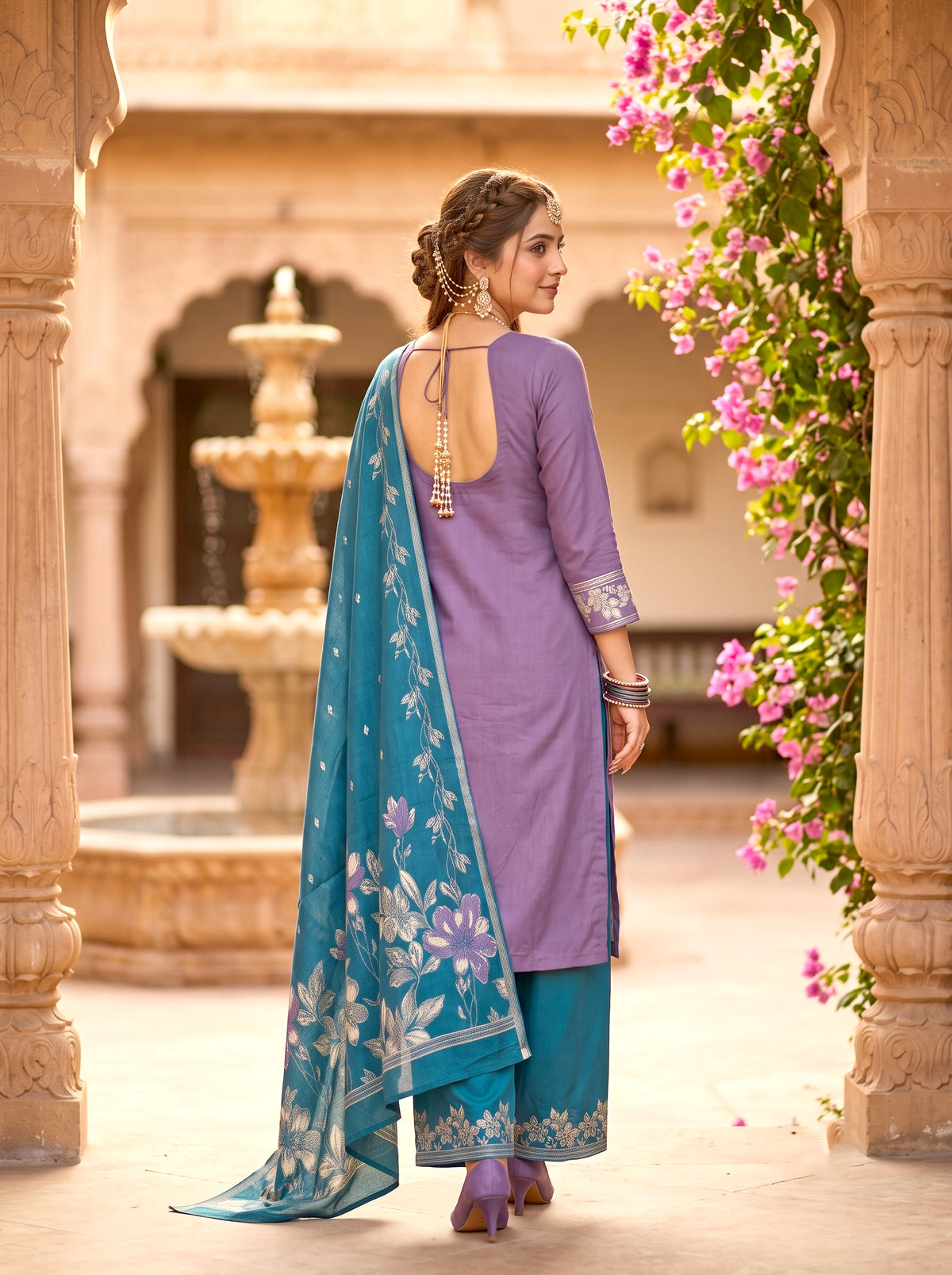 SAFAA Zulfi 02 Women's Unstitched Woolen Suit Dress Material – Lavender – view 2