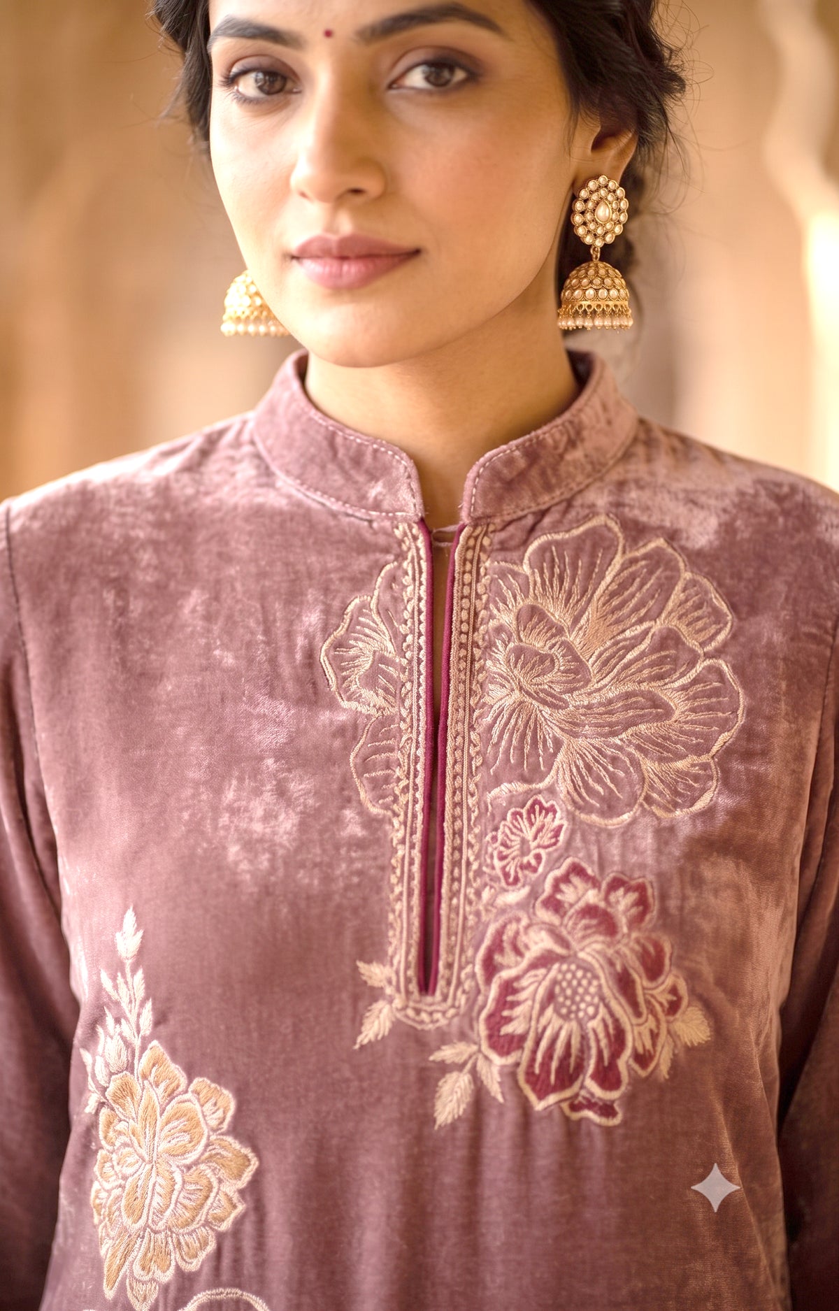 SAFAA Momin 03 Women's Unstitched Acro Wool Velvet Pakistani Suit Dress Material – Onion Pink – view 3