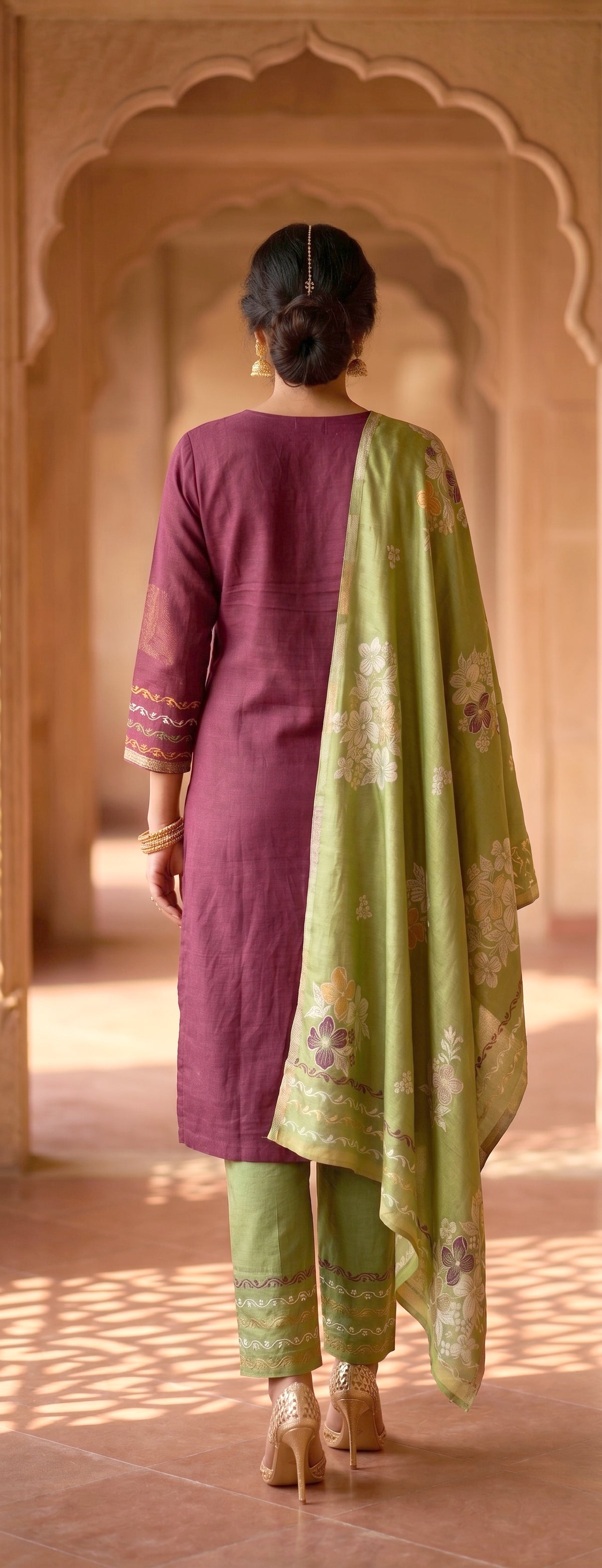 SAFAA Sufi 02 Women's Unstitched Woolen Suit Dress Material – Wine – view 2