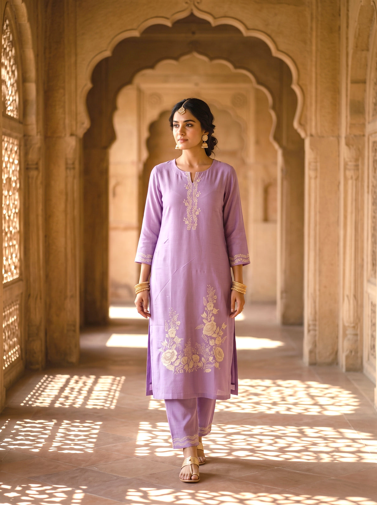 SAFAA Zaira 02 Women's Unstitched Woolen Suit Dress Material – Lavender – front