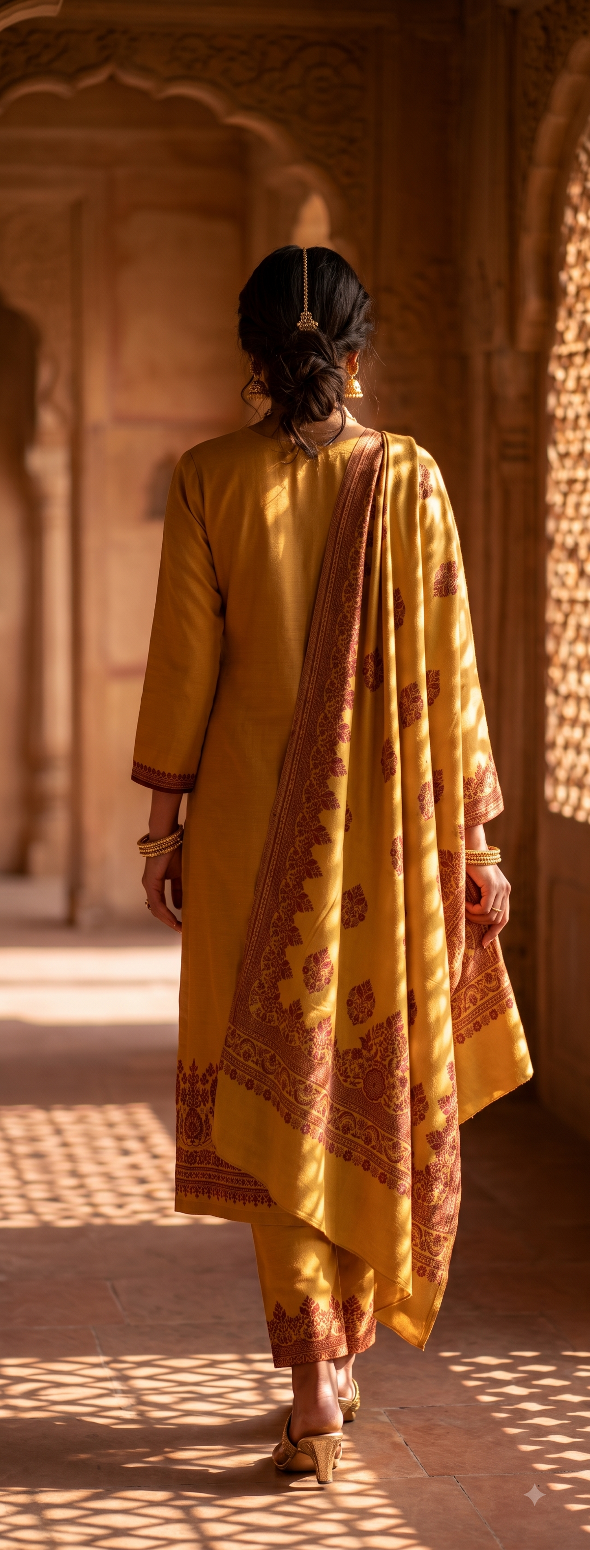 SAFAA Sohana 02 Women's Unstitched Woolen Suit Dress Material – Mustard – view 2