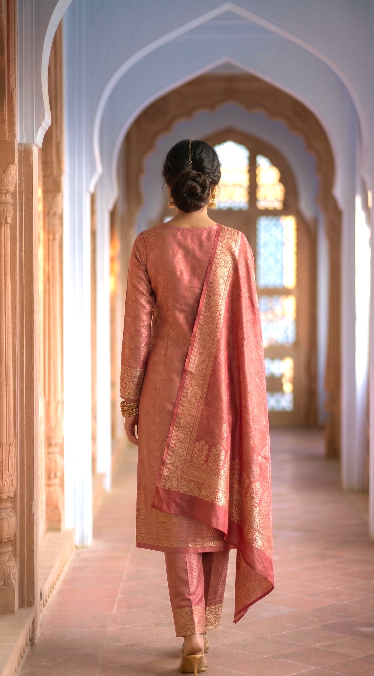 SAFAA Zurani 25 Women's Unstitched Woolen Suit Dress Material – Peach – view 2