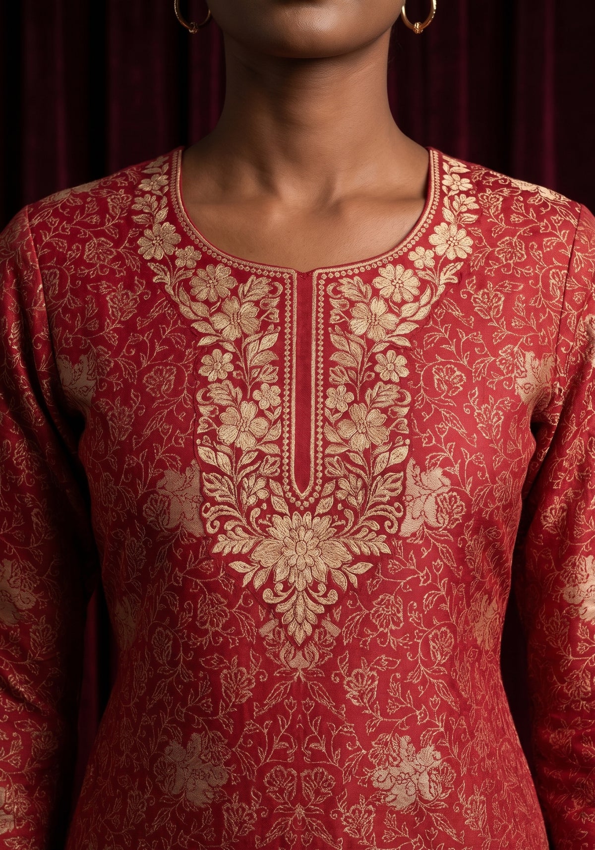 SAFAA Zurani 24 Women's Unstitched Woolen Suit Dress Material – Red – view 2